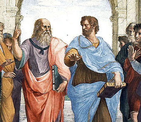 ラファエロ・サンティ『アテナイの学堂』のプラトンとアリストテレスの抜粋